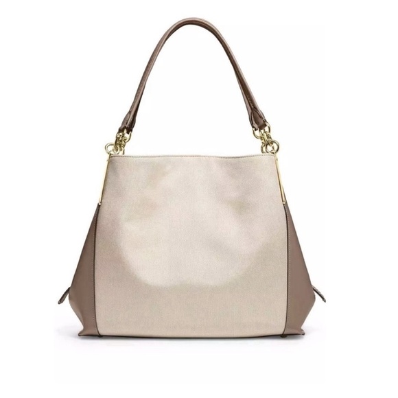 NWT Coach’s Badge Jacquard Dalton 31 Shoulder Bag Chalk Taupe - Picture 2 of 13